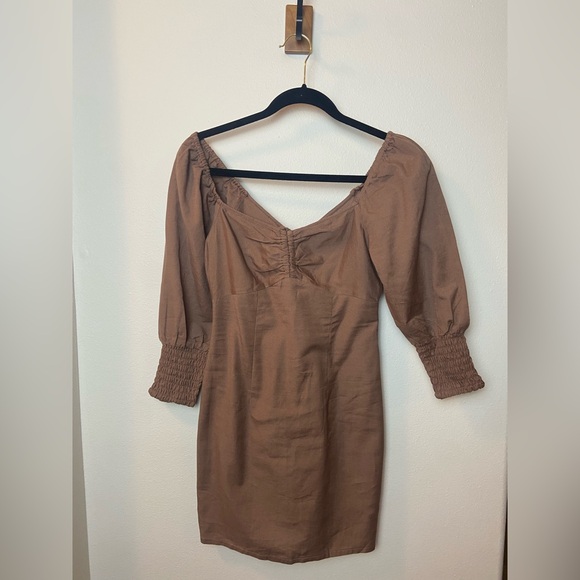ASOS Brown Ruched Mini Dress - Picture 2 of 8